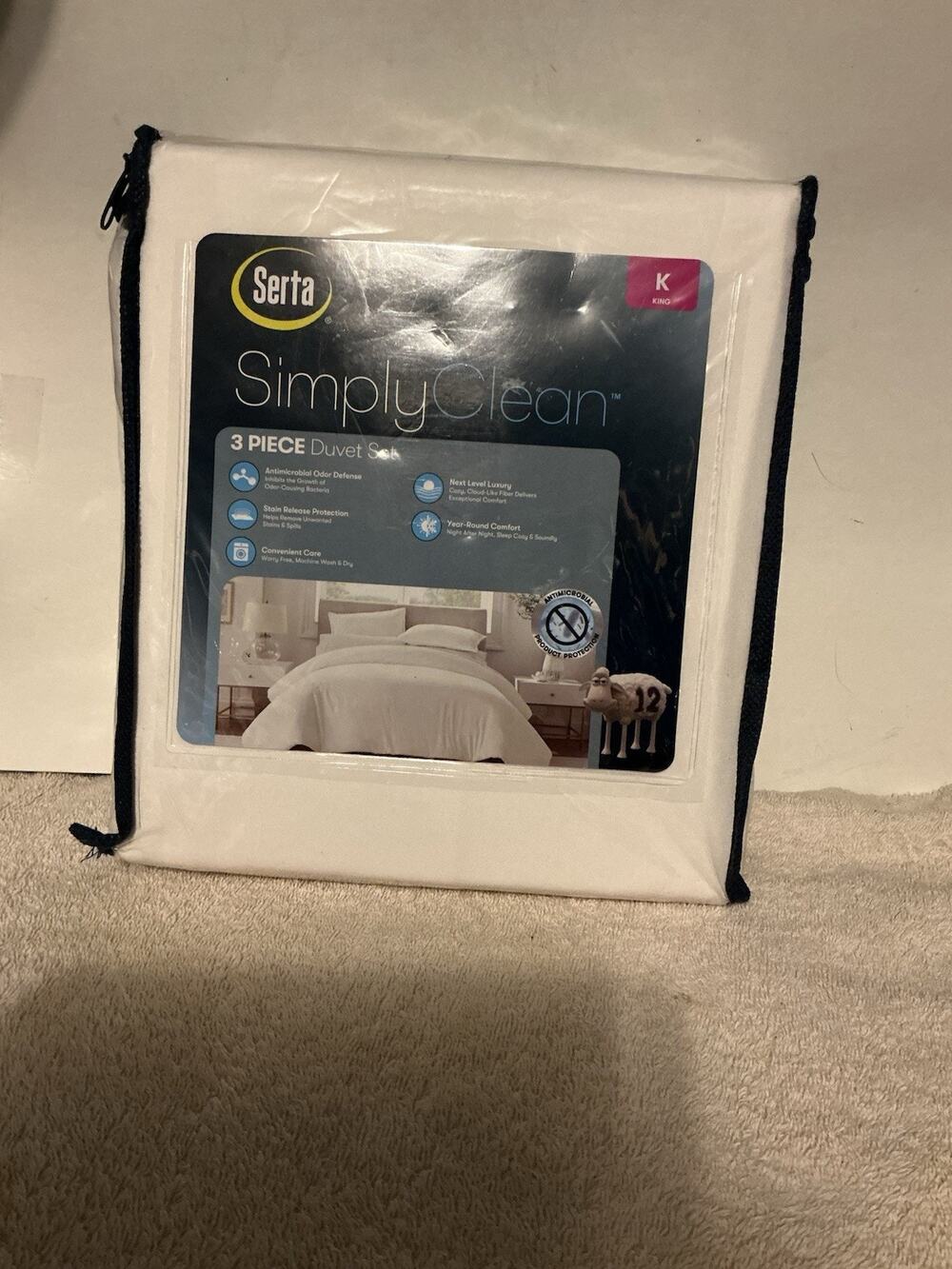 Serta Simply Clean 3 - Piece King Size Duvet Set White